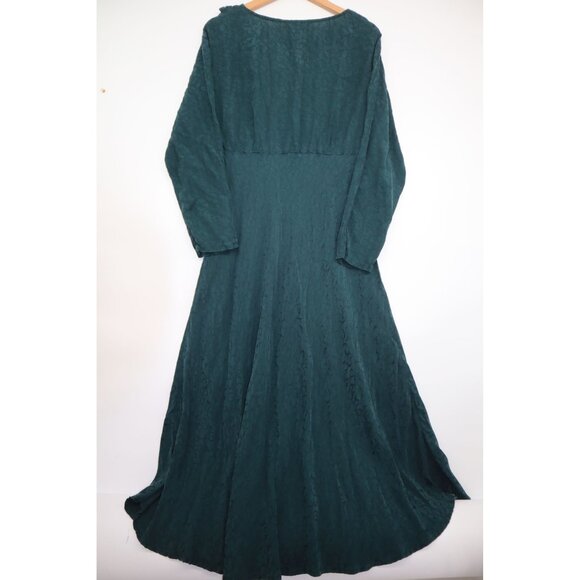 Y2K Vintage Carole Little Green Jacquard Whymsiegoth Dress Lace Grannycore Boho - Picture 9 of 11